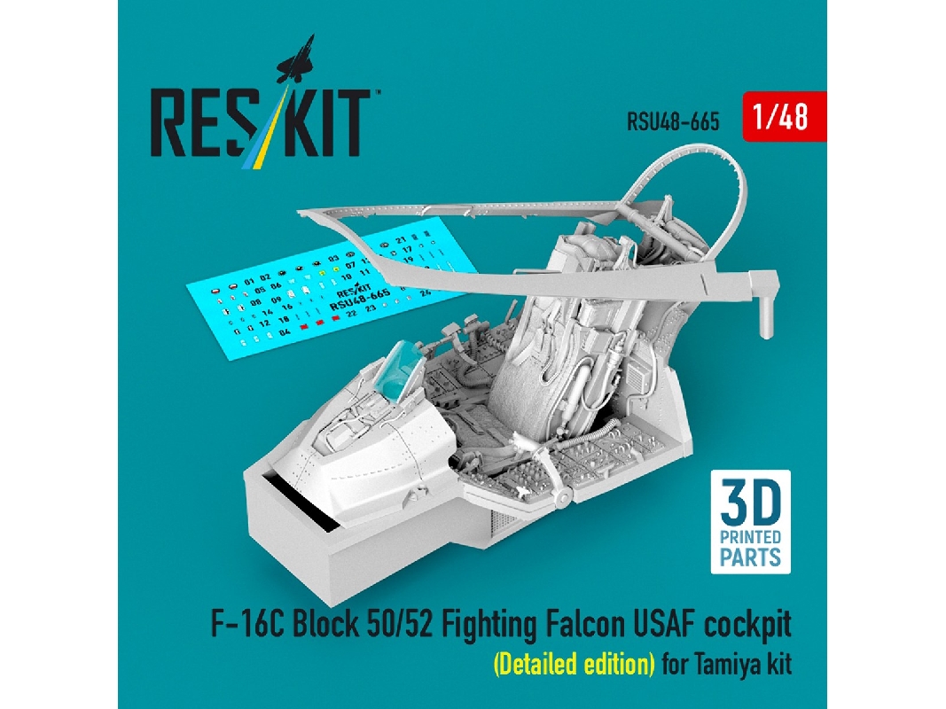 F-16 C Block 50/52 Fighting Falcon - Usaf Cockpit Detailed Edition (For Tamiya Kits / 3d-printed) - zdjęcie 1