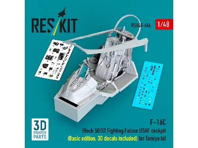 F-16 C Block 50/52 Fighting Falcon - Usaf Cockpit Basic Edition With 3d Decals Included (For Tamiya Kits / 3d-printed) - zdjęci