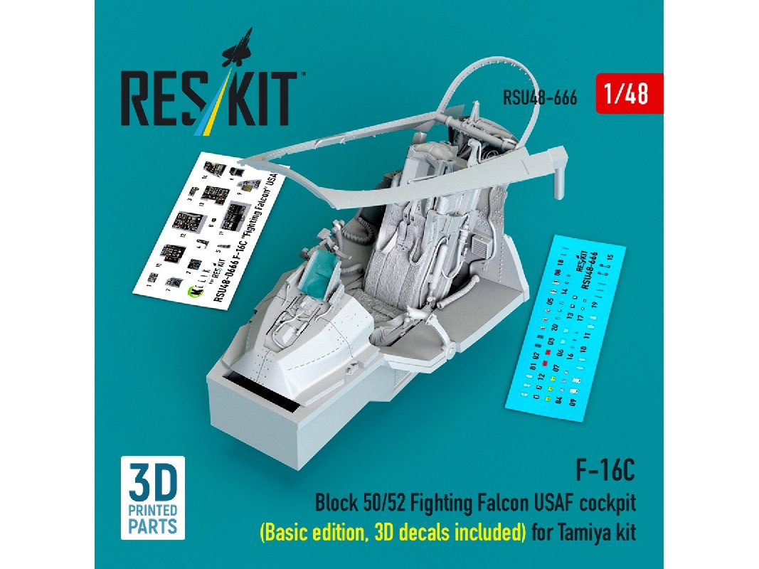F-16 C Block 50/52 Fighting Falcon - Usaf Cockpit Basic Edition With 3d Decals Included (For Tamiya Kits / 3d-printed) - zdjęci