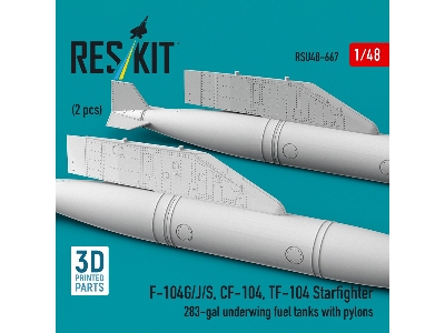 F-104 G/J/S, Cf-104 And Tf-104 Starfighter - 283-gal Underwing Fuel Tanks With Pylons (2 Pcs / 3d-printed) - zdjęcie 2