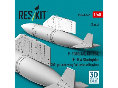 F-104 G/J/S, Cf-104 And Tf-104 Starfighter - 283-gal Underwing Fuel Tanks With Pylons (2 Pcs / 3d-printed) - zdjęcie 3