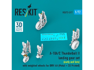 A-10 A/C Thunderbolt Ii - Landing Gear Set (Early And Late) With Weighted Wheels (For Gwh Kits / Metal + 3d-printed) - zdjęcie 