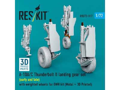 A-10 A/C Thunderbolt Ii - Landing Gear Set (Early And Late) With Weighted Wheels (For Gwh Kits / Metal + 3d-printed) - zdjęcie 