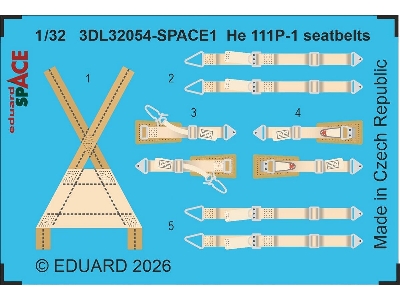 Heinkel He-111 P-1 - Seatbelts Space Set (For Revell Kits) - zdjęcie 1
