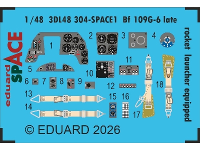 Messerschmitt Bf-109 G-6 Late (Rocket Launcher Equipped) - Space Set (For Tamiya Kits) - zdjęcie 1