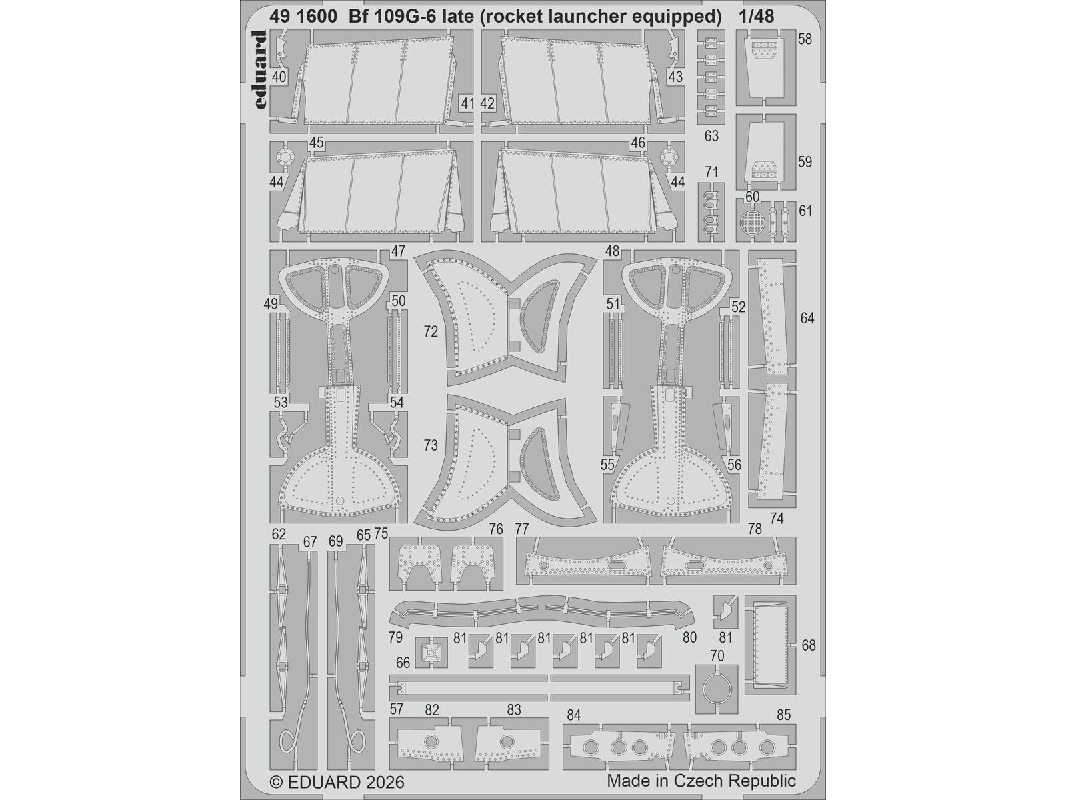 Messerschmitt Bf 109 G-6 Late (Rocket Launcher Equipped) - Pe Parts (For Tamiya Kits) - zdjęcie 1