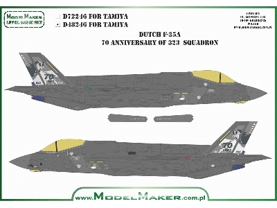 Lockheed Martin F-35 A Lightning Ii - 70. Anniversary Of Dutch 323 Squadron (For Tamiya Kits) - zdjęcie 3