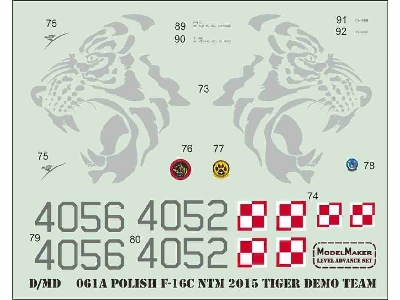 Polish F-16 C Ntm 2015 Tiger Demo Team - Masks + Decals Set With Stencils - zdjęcie 4
