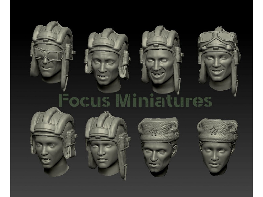 Russian Ww2 Tankers Heads Set - zdjęcie 1