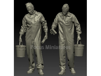 German Ww2 Tank Crew Painting Winter Camouflage (2 Figures) - zdjęcie 1