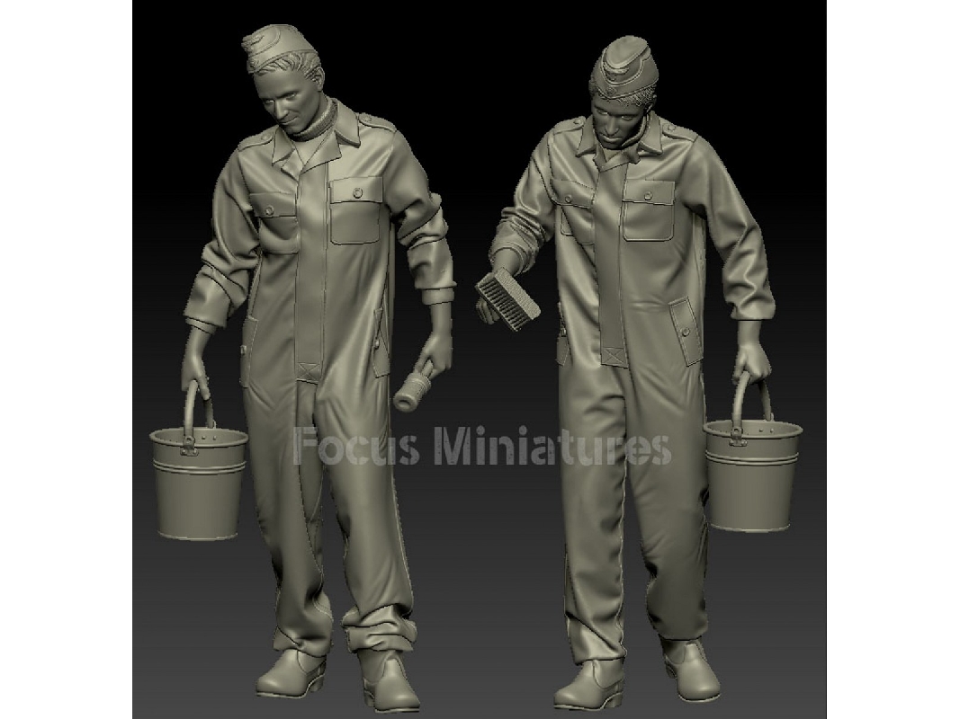 German Ww2 Tank Crew Painting Winter Camouflage (2 Figures) - zdjęcie 1