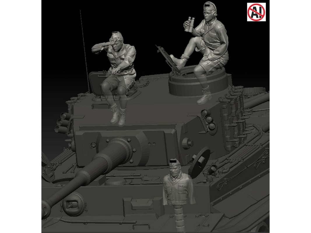 German Wwii Dak - Tiger Tank Crew Set (2 Figures + 1 Half-figure / 3d-printed) - zdjęcie 1