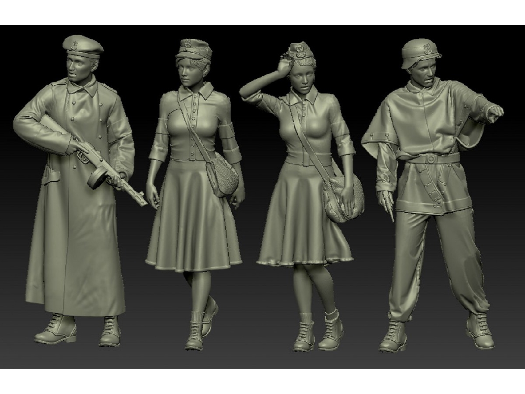 Polish Nurses And Soldiers - Warsaw Uprising 1944 (4 Figures) - zdjęcie 1