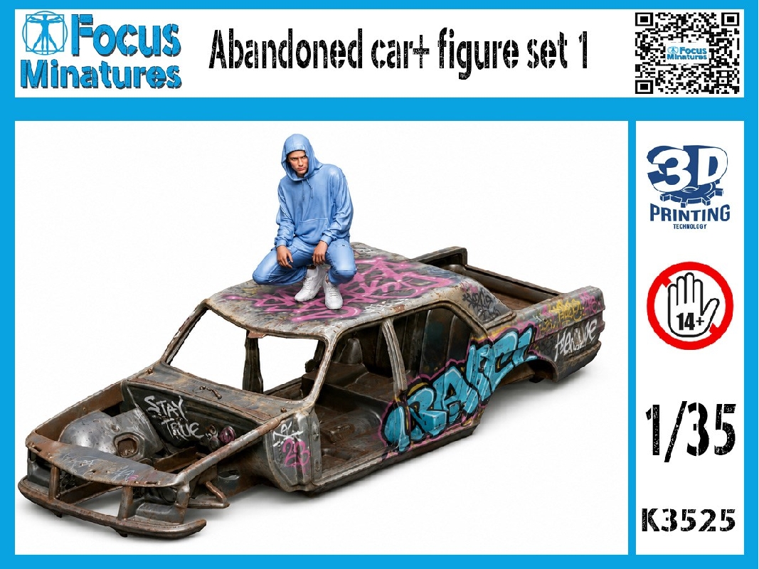 Abandoned Car + Figure Set 1 (3d-printed) - zdjęcie 1