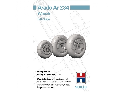 Arado Ar 234 - Wheels Set (For Hasegawa And Hobby 2000 Kits / 3d-printed) - zdjęcie 1