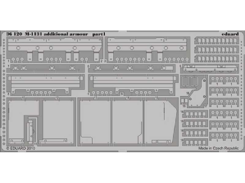 M-1131 additional armour 1/35 - Trumpeter - blaszki - zdjęcie 1 M-1131 additional armour 1/35 - Trumpeter - blaszki - zdjęcie 1