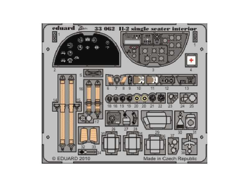  Il-2 single seater interior S. A. 1/32 - Hobby Boss - blaszki - zdjęcie 1