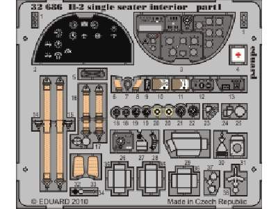  Il-2 single seater interior S. A. 1/32 - Hobby Boss - blaszki - zdjęcie 1