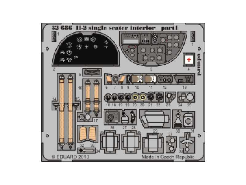 Il-2 single seater interior S. A. 1/32 - Hobby Boss - blaszki - zdjęcie 1 Il-2 single seater interior S. A. 1/32 - Hobby Boss - blaszki - zdjęcie 1