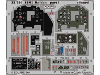  J2M3 Raiden interior S. A. 1/32 - Hasegawa - blaszki - zdjęcie 1