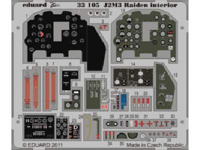  J2M3 Raiden interior S. A. 1/32 - Hasegawa - blaszki - zdjęcie 1