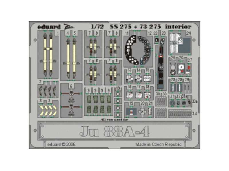 Ju 88A-4 interior 1/72 - Hasegawa - blaszki - zdjęcie 1 Ju 88A-4 interior 1/72 - Hasegawa - blaszki - zdjęcie 1