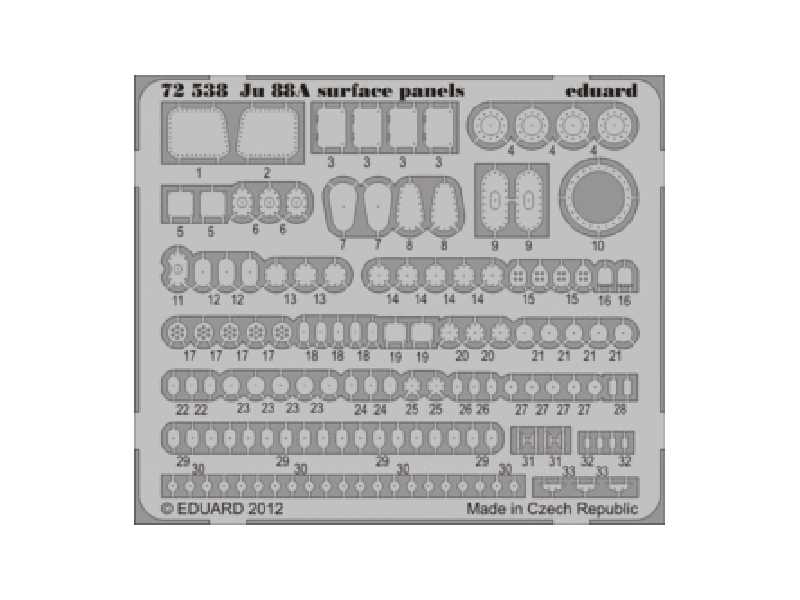  Ju 88A surface panels S. A. 1/72 - Revell - blaszki - zdjęcie 1