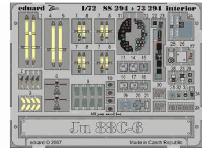  Ju 88C-6 interior S. A. 1/72 - Hasegawa - blaszki - zdjęcie 1