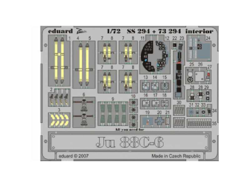 Ju 88C-6 interior S. A. 1/72 - Hasegawa - blaszki - zdjęcie 1 Ju 88C-6 interior S. A. 1/72 - Hasegawa - blaszki - zdjęcie 1