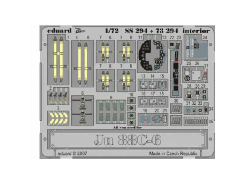  Ju 88C-6 interior S. A. 1/72 - Hasegawa - blaszki - zdjęcie 1