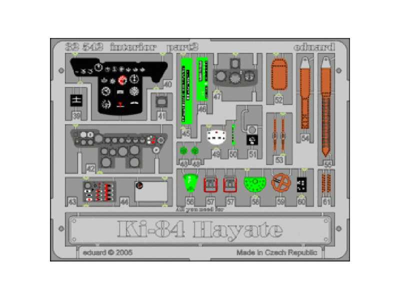  Ki-84 Hayate interior 1/32 - Hasegawa - blaszki - zdjęcie 1