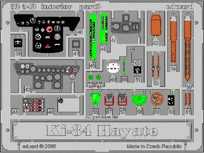  Ki-84 Hayate interior 1/32 - Hasegawa - blaszki - zdjęcie 2