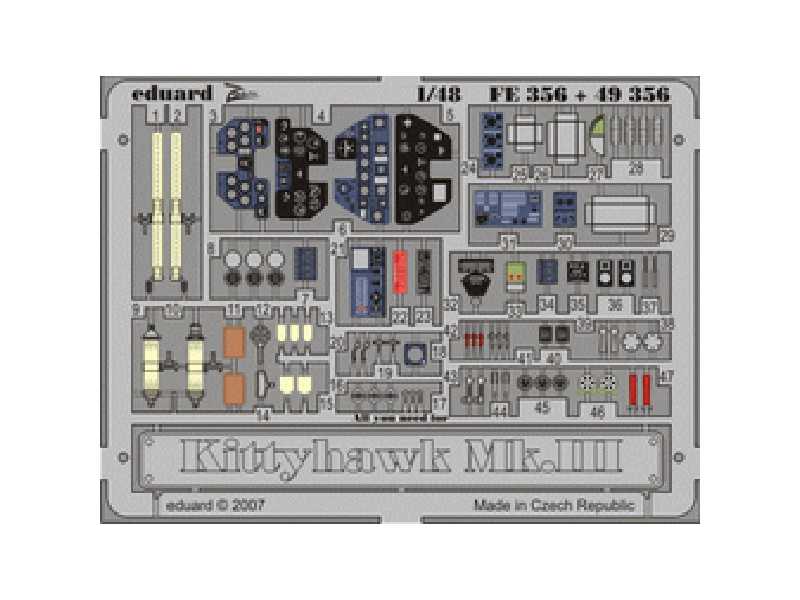  Kittyhawk Mk. III 1/48 - Hasegawa - blaszki - zdjęcie 1