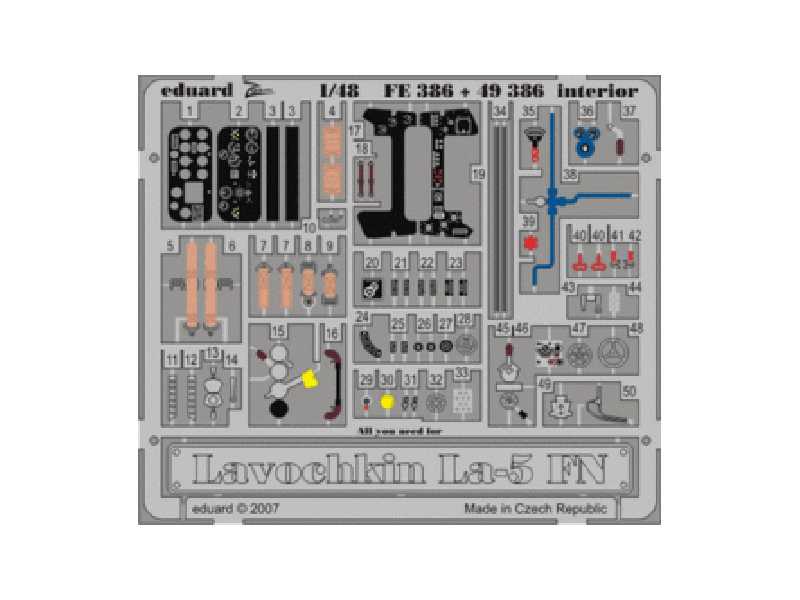  Lavochkin La-5FN interior S. A. 1/48 - Zvezda - blaszki - zdjęcie 1