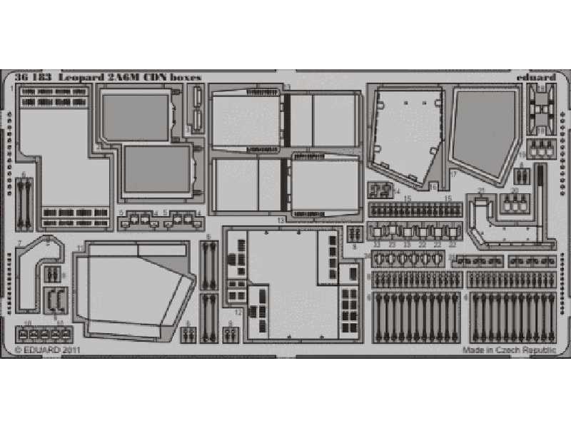 Leopard 2A6M CDN boxes 1/35 - Hobby Boss - blaszki - zdjęcie 1 Leopard 2A6M CDN boxes 1/35 - Hobby Boss - blaszki - zdjęcie 1
