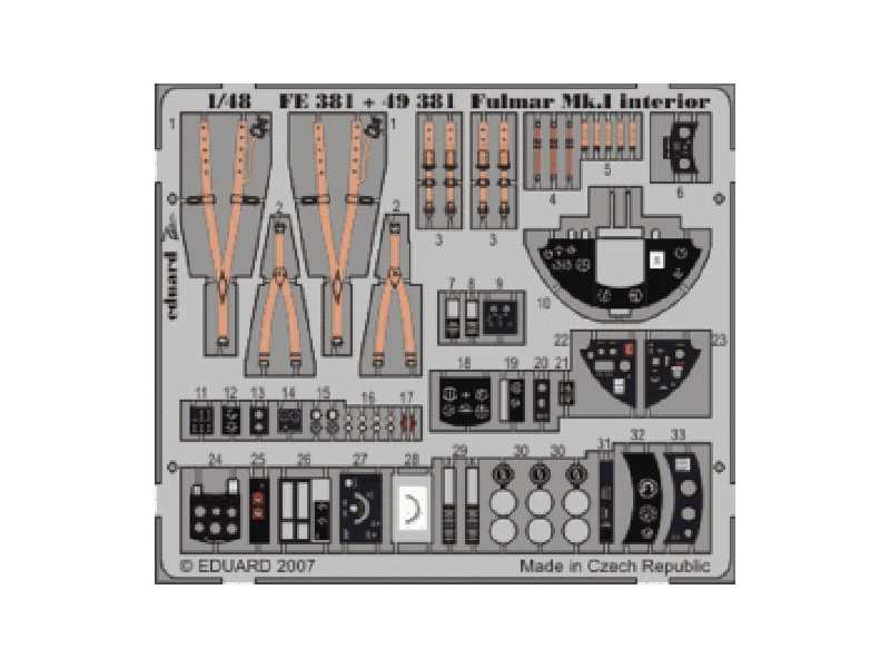Fulmar Mk. I interior S. A. 1/48 - CMK / MPM - blaszki - zdjęcie 1 Fulmar Mk. I interior S. A. 1/48 - CMK / MPM - blaszki - zdjęcie 1