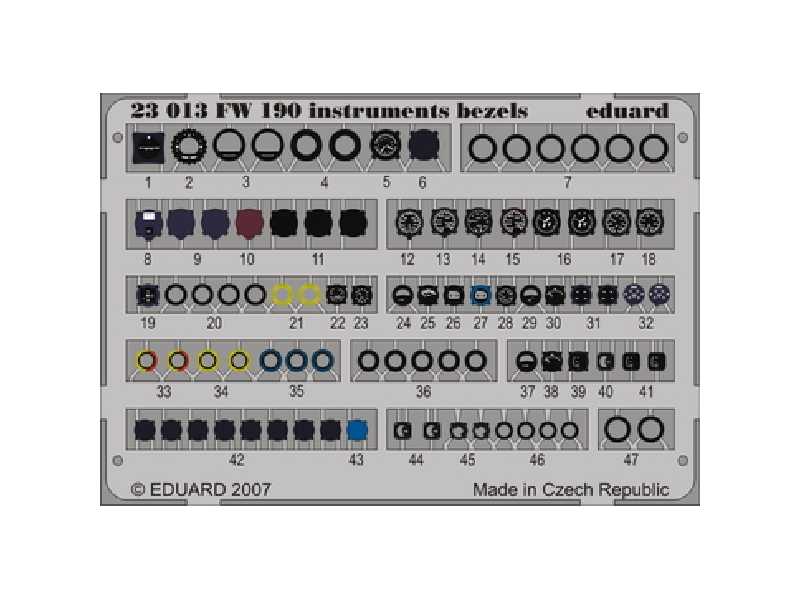  Fw 190 instruments bezels 1/24 - blaszki - zdjęcie 1