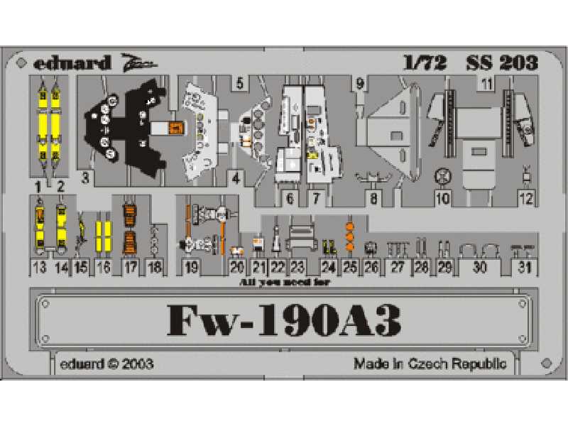 Fw 190A-3 1/72 - Tamiya - blaszki - zdjęcie 1 Fw 190A-3 1/72 - Tamiya - blaszki - zdjęcie 1