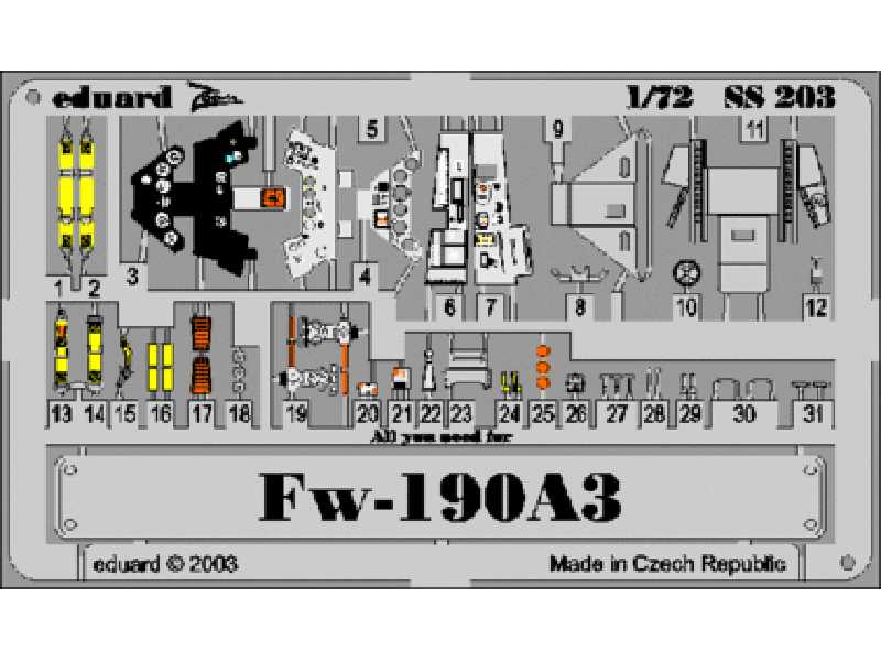 Fw 190A-3 1/72 - Tamiya - blaszki - zdjęcie 1 Fw 190A-3 1/72 - Tamiya - blaszki - zdjęcie 1