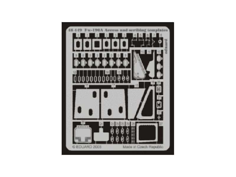 Fw 190A access and scribing templates 1/48 - Tamiya - blaszki - zdjęcie 1 Fw 190A access and scribing templates 1/48 - Tamiya - blaszki - zdjęcie 1