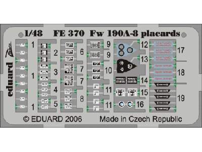  Fw 190A/ F placards 1/48 - Eduard - blaszki - zdjęcie 1