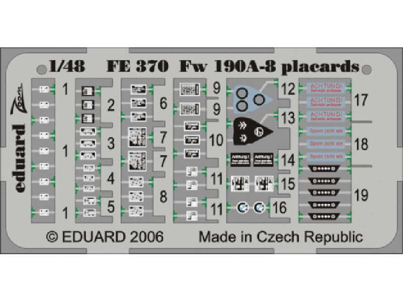 Fw 190A/ F placards 1/48 - Eduard - blaszki - zdjęcie 1 Fw 190A/ F placards 1/48 - Eduard - blaszki - zdjęcie 1