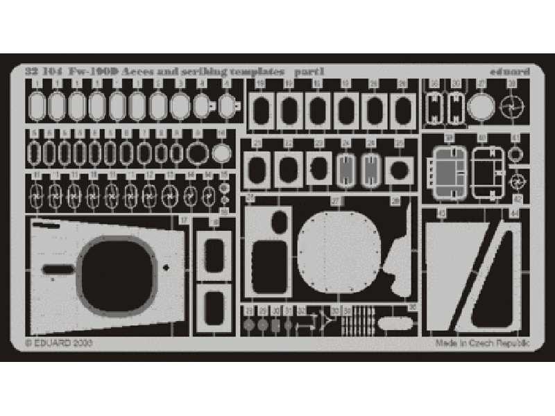  Fw 190D access and scribing templates 1/32 - Hasegawa - blaszki - zdjęcie 1