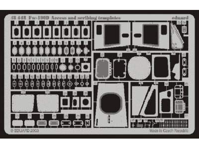  Fw 190D access and scribing templates 1/48 - Tamiya - blaszki - zdjęcie 1