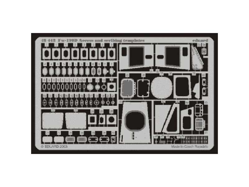  Fw 190D access and scribing templates 1/48 - Tamiya - blaszki - zdjęcie 1