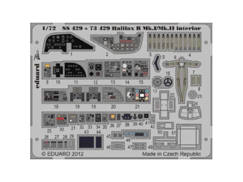Halifax B Mk. I/Mk. II interior S. A. 1/72 - Revell - blaszki - zdjęcie 1 Halifax B Mk. I/Mk. II interior S. A. 1/72 - Revell - blaszki - zdjęcie 1