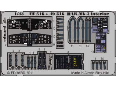  HAR.  Mk.3 interior S. A. 1/48 - Hasegawa - blaszki - zdjęcie 1