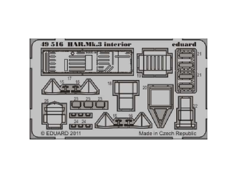 HAR. Mk.3 interior S. A. 1/48 - Hasegawa - blaszki - zdjęcie 1 HAR. Mk.3 interior S. A. 1/48 - Hasegawa - blaszki - zdjęcie 1
