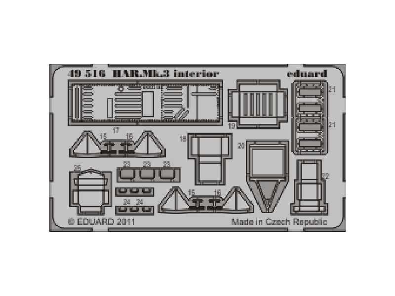  HAR.  Mk.3 interior S. A. 1/48 - Hasegawa - blaszki - zdjęcie 1