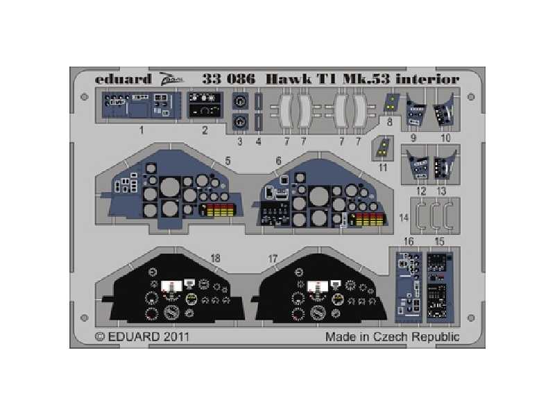 Hawk T1 Mk.53 interior S. A. 1/32 - Revell - blaszki - zdjęcie 1 Hawk T1 Mk.53 interior S. A. 1/32 - Revell - blaszki - zdjęcie 1